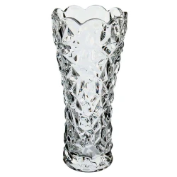Vaso de vidro cilindrico trabalhado 10x7,8x24,5cm transparente