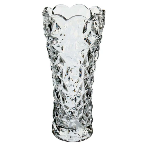 Vaso de vidro cilindrico trabalhado 10x7,8x24,5cm transparente