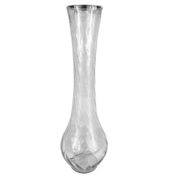 Vaso de vidro lótus rigado transparente 47x14cm