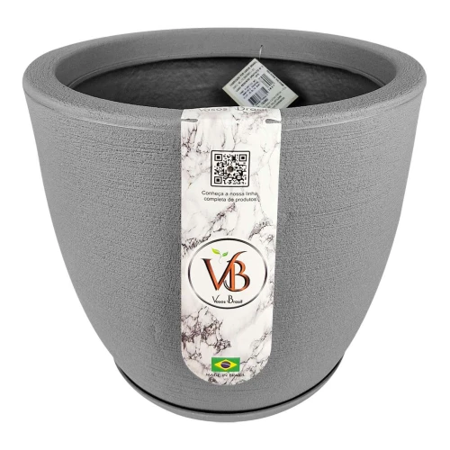 Vaso plástico redondo grafiato 33x27x21cm 15,5 litros sortido