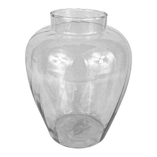 Vaso vidro iberis pequeno rigado transparente 22x17cm