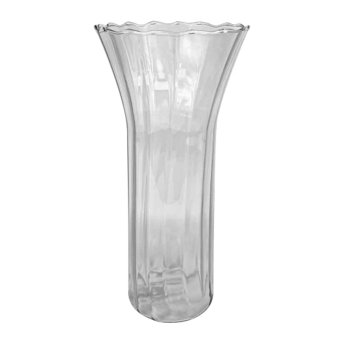 Vaso vidro lírio grande rigado transparente 30x14cm