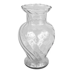 Vaso vidro retana pequeno rigado transparente 23x14cm