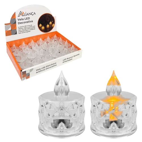 Vela decorativa acrilíca de led branco quente 3,7cm Aliança