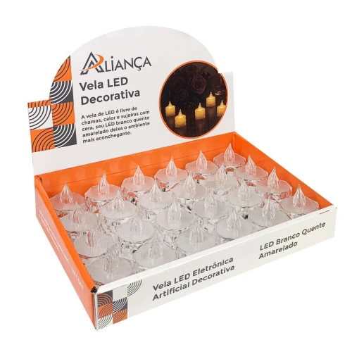 Vela decorativa acrilíca de led branco quente 3,7cm Aliança