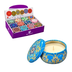 Vela decorativa perfumada lata 4x6cm mandalas