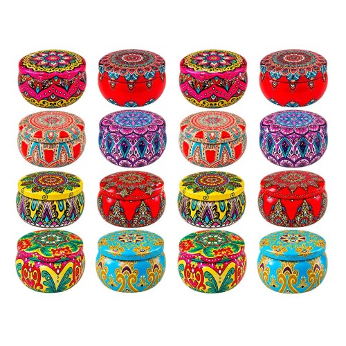 Vela decorativa perfumada lata 4x6cm mandalas