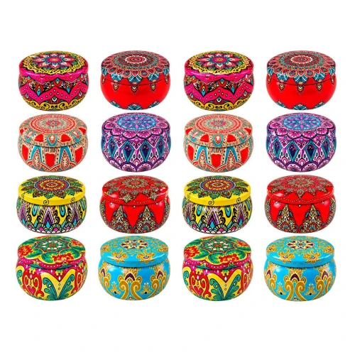 Vela decorativa perfumada lata 4x6cm mandalas
