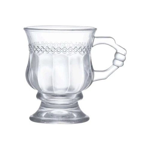 Xícara de vidro transparente 142ml trabalhada